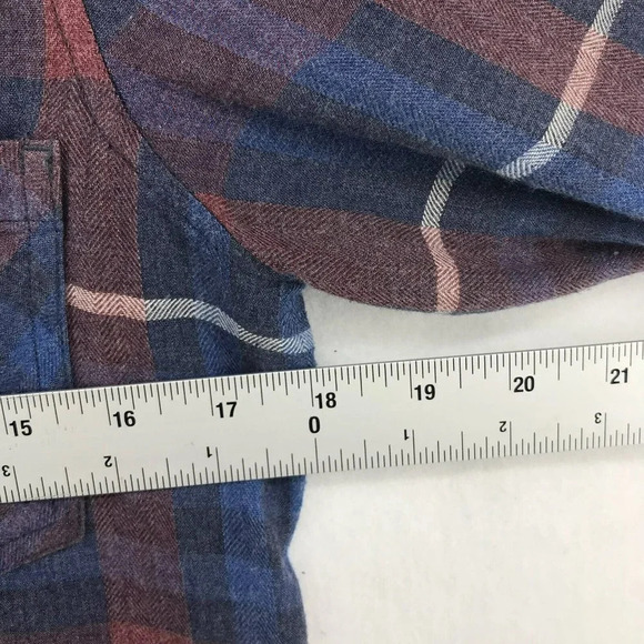 Cloth & Stone Shirt Women's Sz XS Blue Red Plaid Collared Front Pocket Button Up - Picture 3 of 12